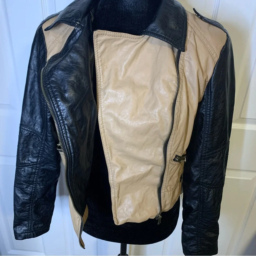 Red Snap Tan & Black Faux Leather Jacket - Picture 6 of 10